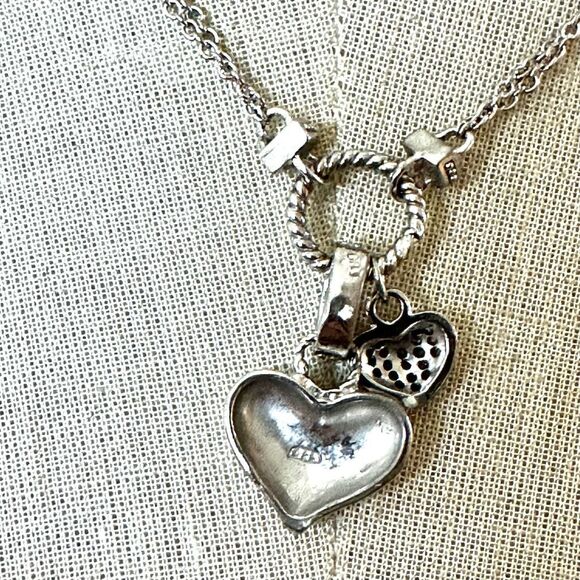 DBJ silver double heart pendant necklace - Picture 5 of 9